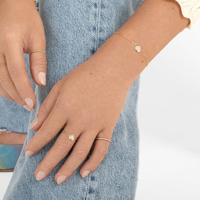 Mini Pave Heart Bracelet