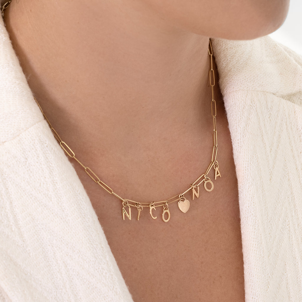 Mini Long Link Necklace with Charms