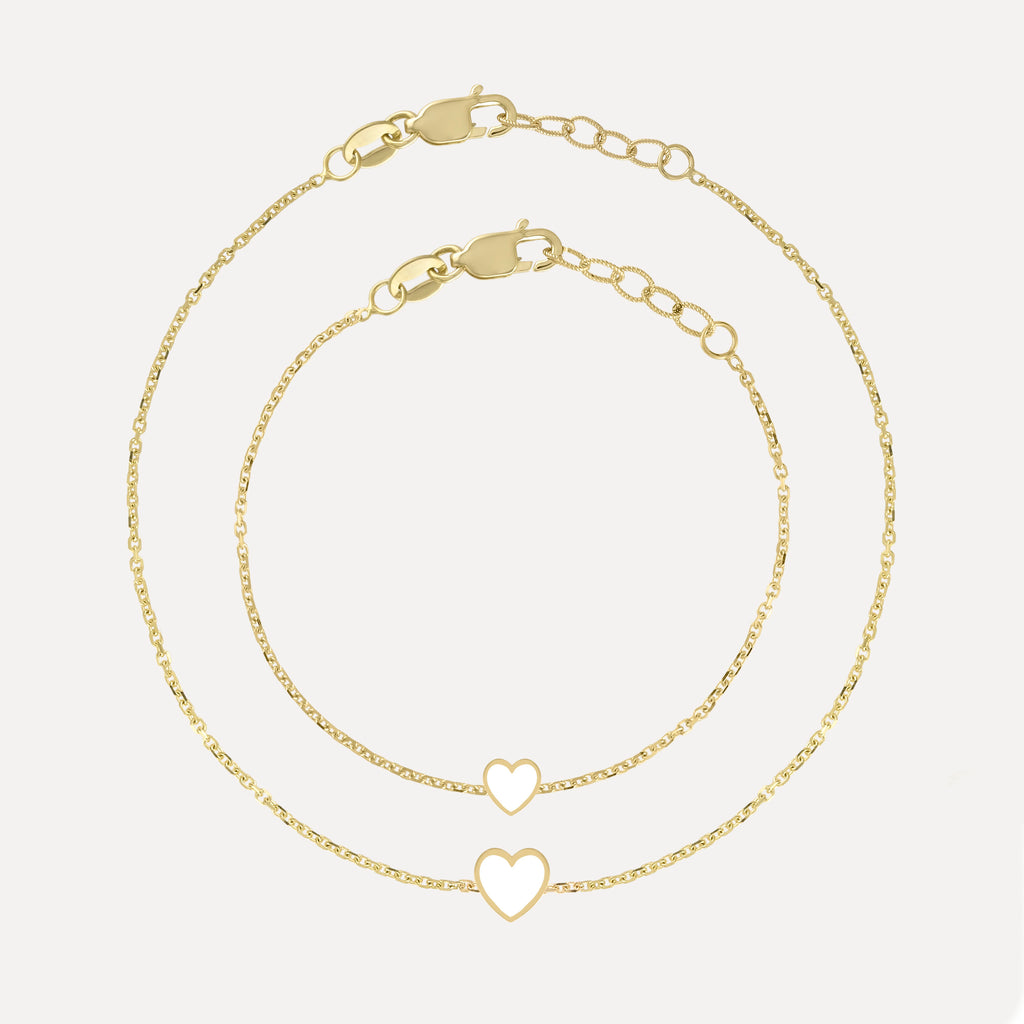 Mommy + Me Enamel Heart Bracelet Set