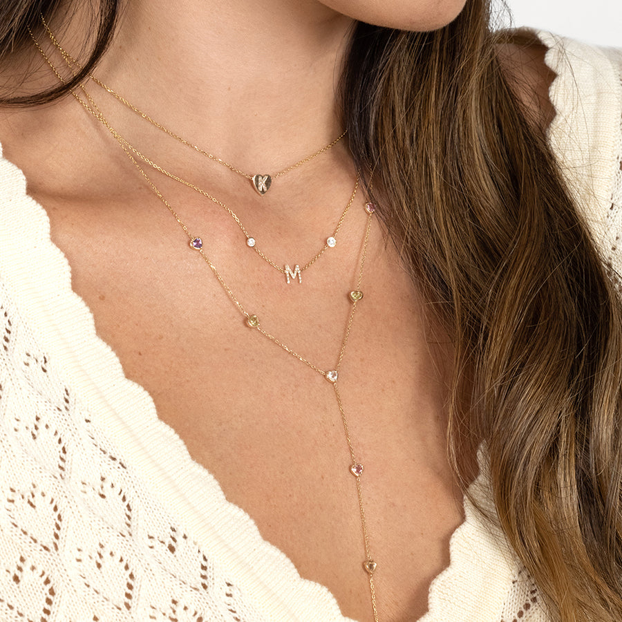 Mini Pave Letter Necklace with Bezels