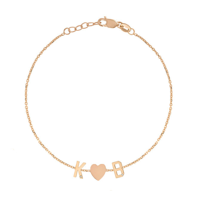 Mini Letter Bracelet with Heart