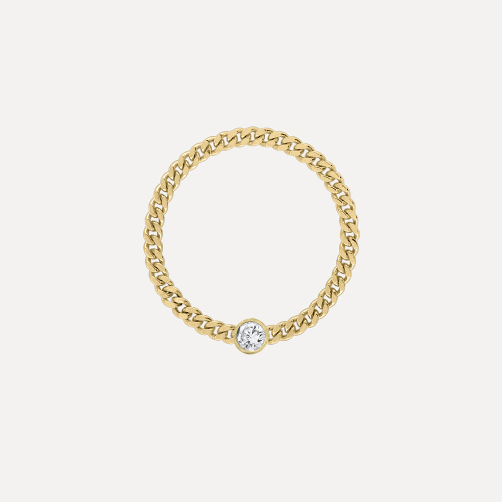 Mini Curb Chain Ring with Diamond Bezel