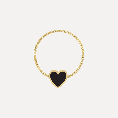 Mini Heart Chain Ring with Pave Outline