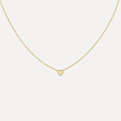 Mini Heart Necklace with Pave Outline