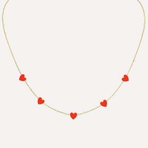 Enamel Hearts Lariat Necklace