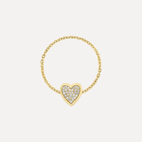 Mini Pave Heart Chain Ring