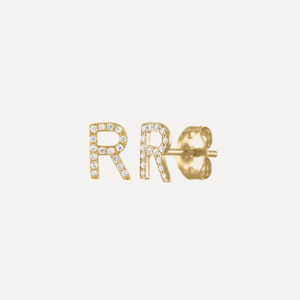 Mini Pave Letter Stud Earrings