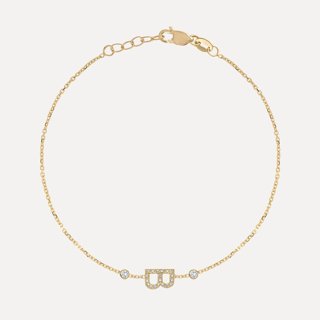 Mini Pave Letter Bracelet with Bezels