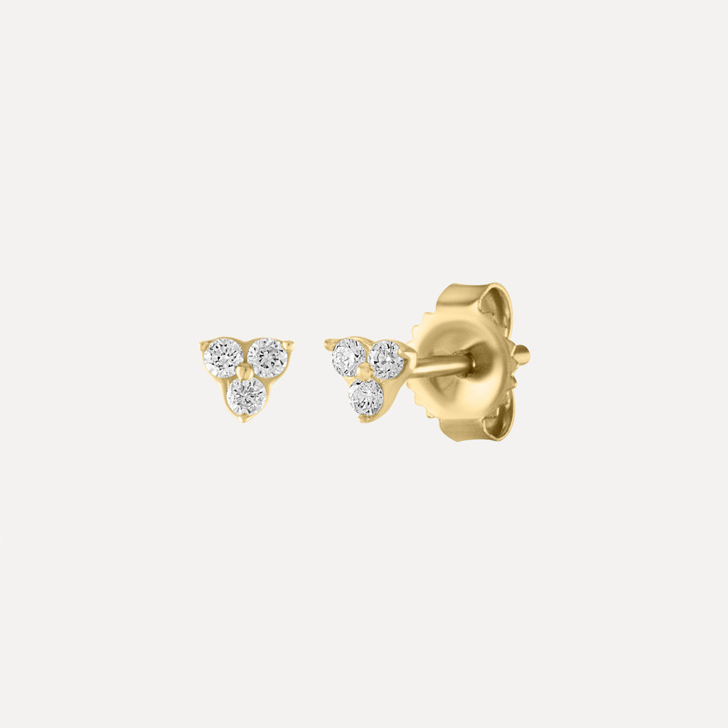 Mini Triple Diamond Stud Earrings