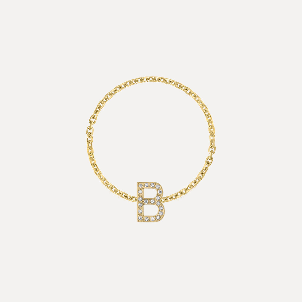 Mini Pave Letter Chain Ring