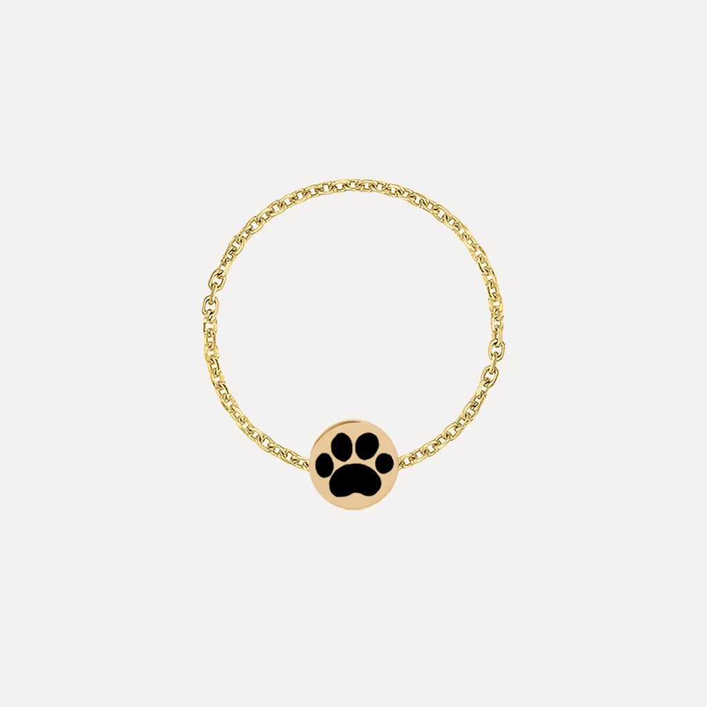 Mini Enamel Paw Chain Ring
