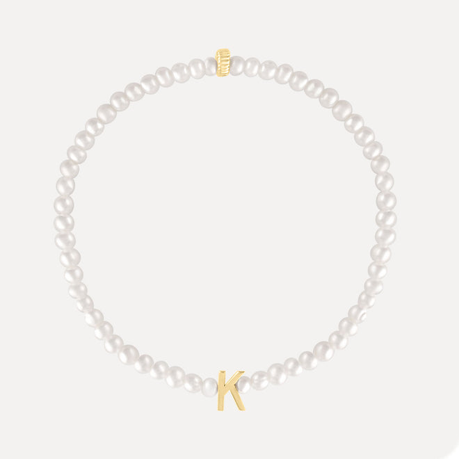 Mini Pearl & Letter Bracelet