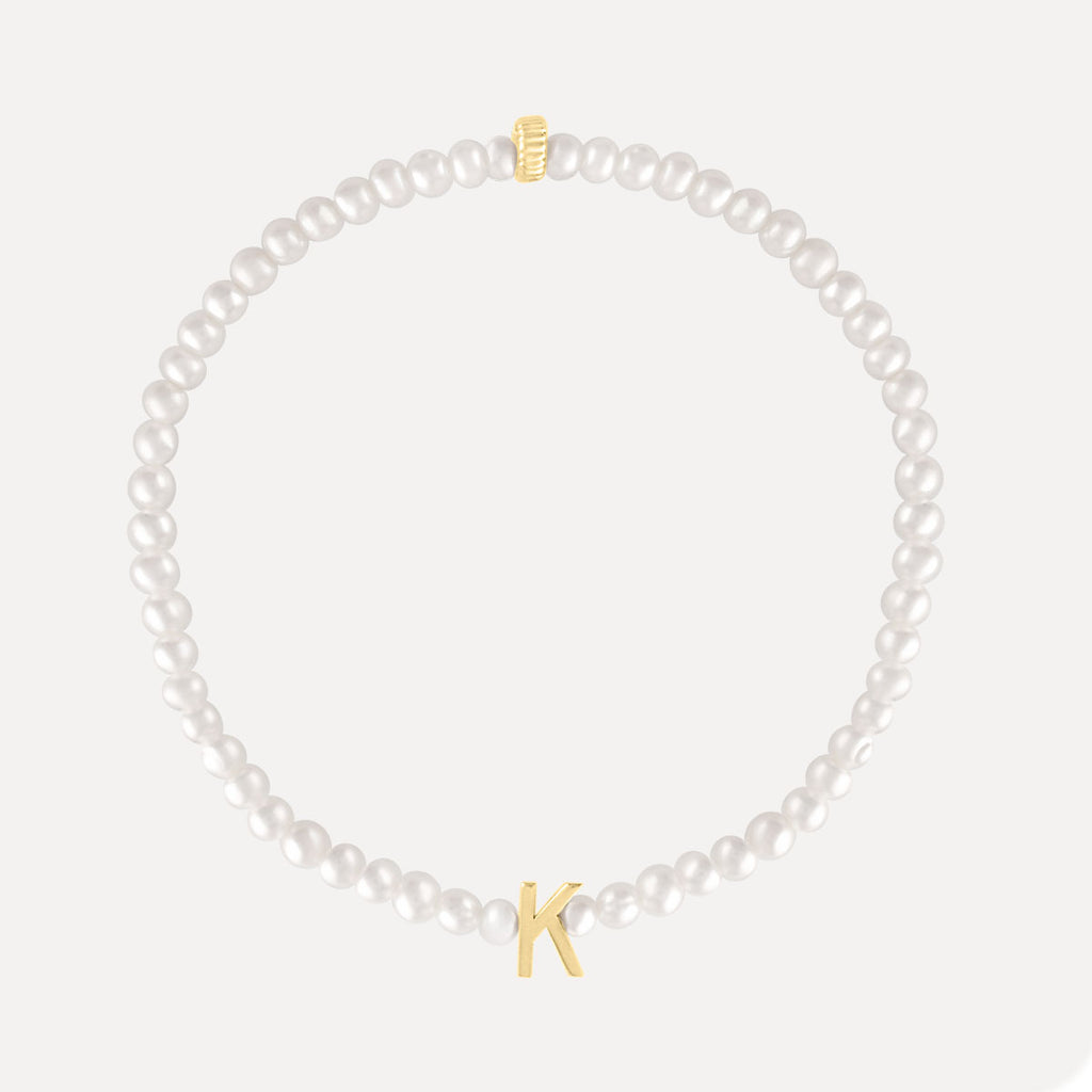 Mini Pearl & Letter Bracelet