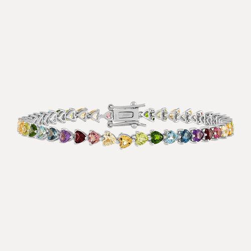 Rainbow Hearts Tennis Bracelet by Kelly Bello Design