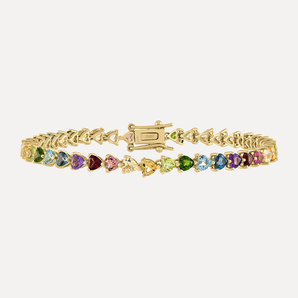 Rainbow Heart Shaped Tennis Bracelet