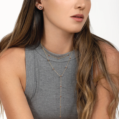 Birthstone Hearts Station Necklace