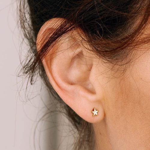 Mini Pave Star Stud Earrings