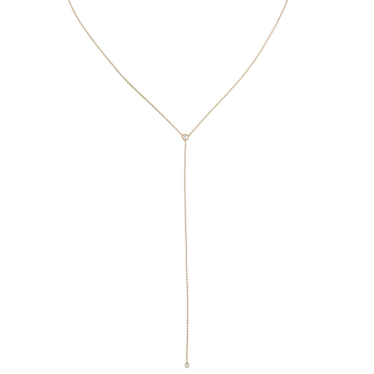 Beaded Lariat Necklace with Diamond Bezels