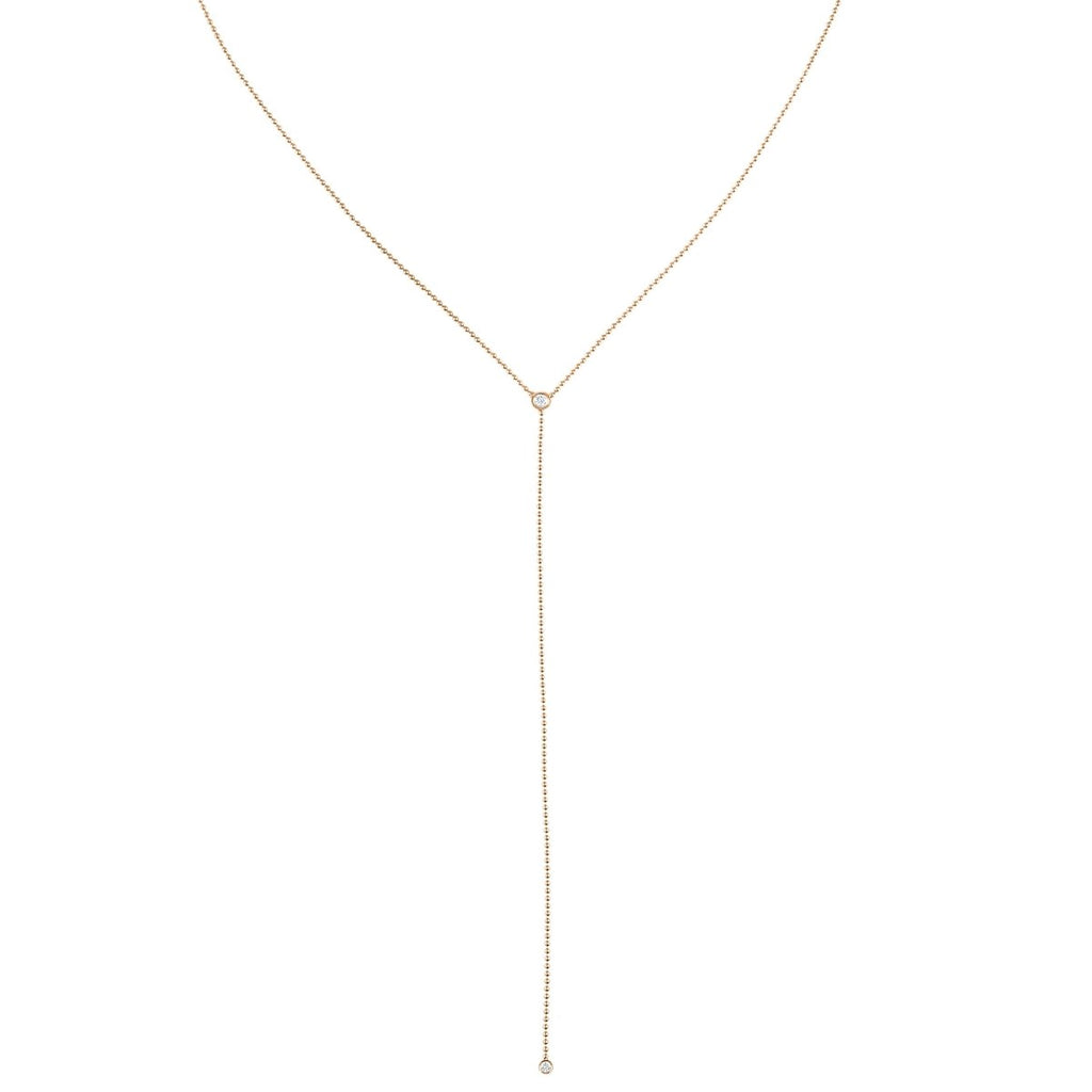 Beaded Lariat Necklace with Diamond Bezels - Kelly Bello Design