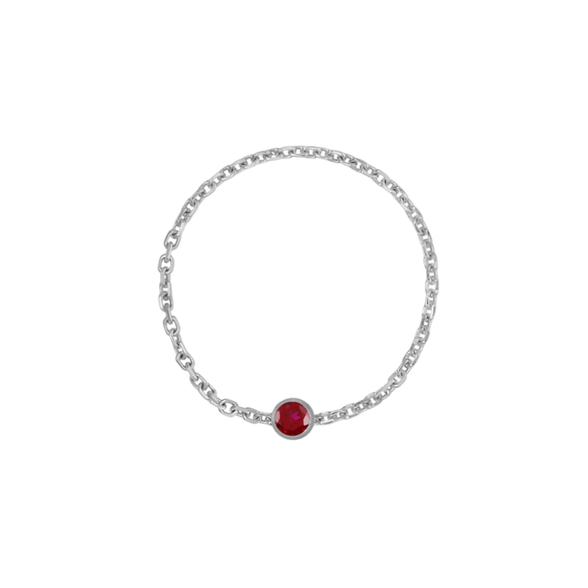 Birthstone Bezel Chain Ring - Kelly Bello Design