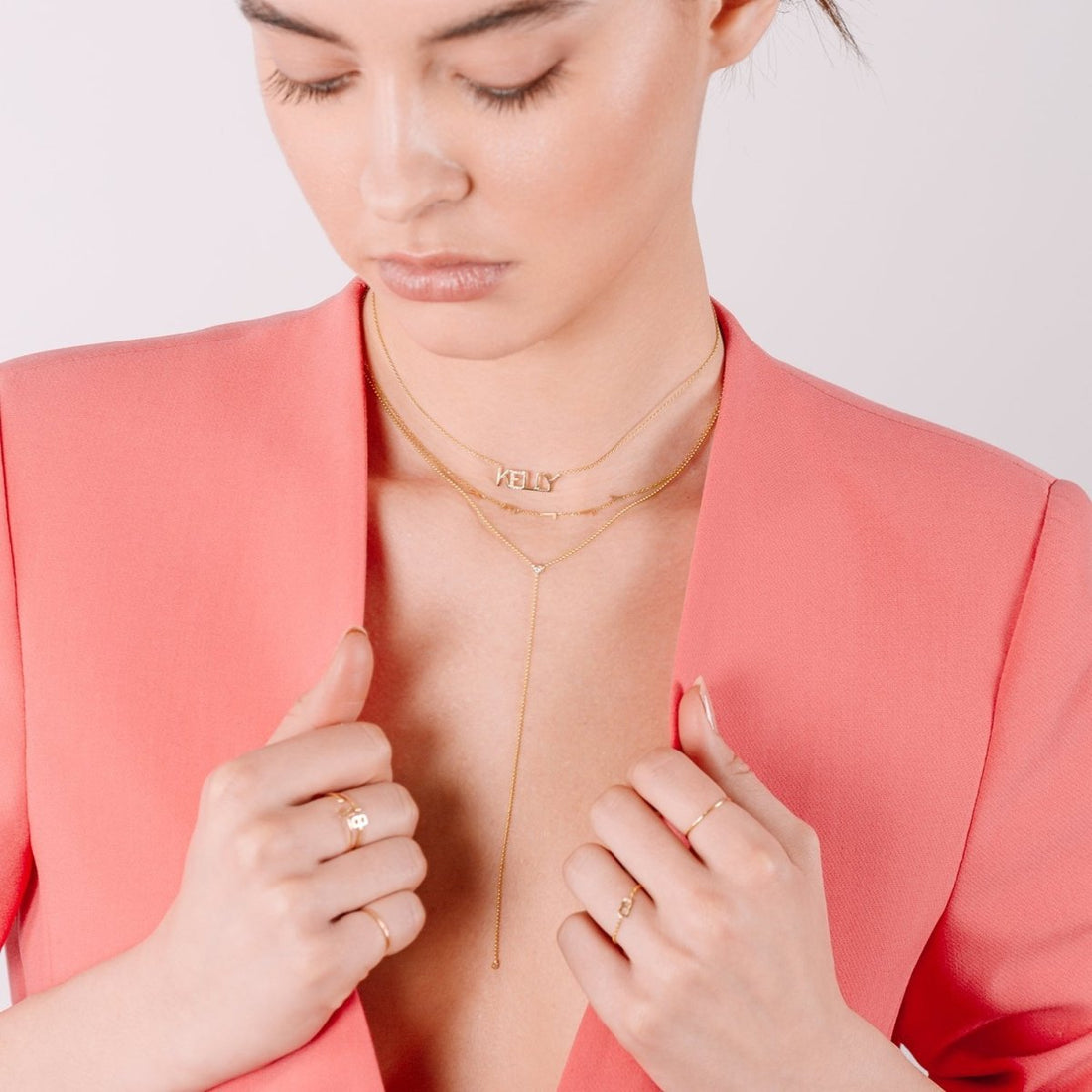 Diamond Accent Nameplate Necklace (custom) Kelly Bello Design®