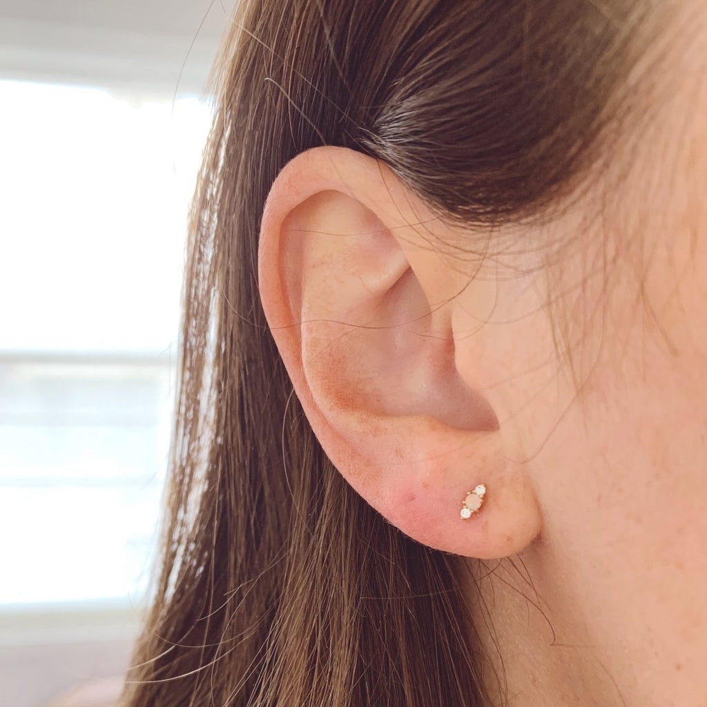 Diamond & Opal Piercing Earring