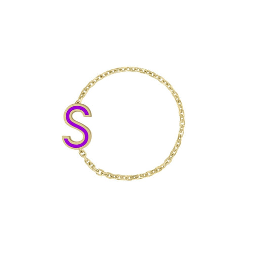 Enamel Letter Chain Ring - Kelly Bello Design