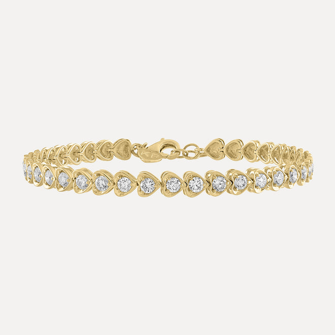 Diamond Illusion Heart Tennis Bracelet