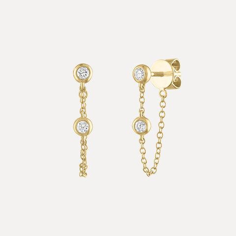 Hammered Mini Bar & Chains Piercing Earring
