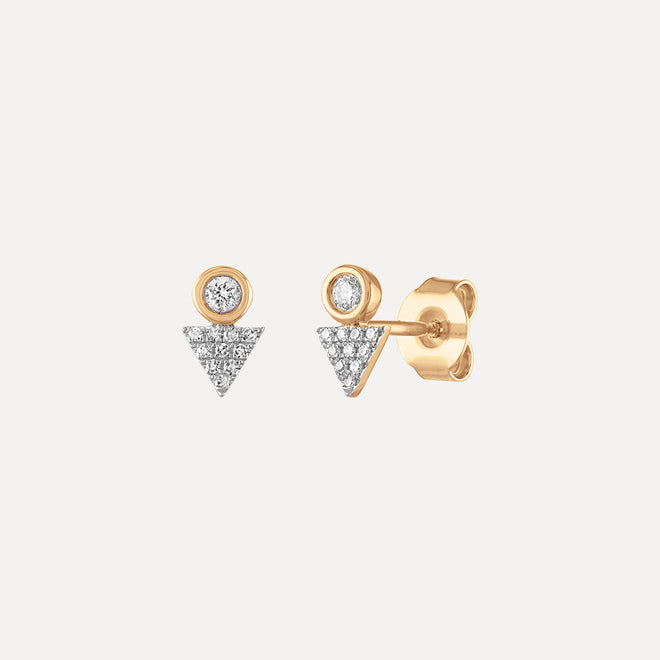 Diamond Bezel + Pave Triangle Studs