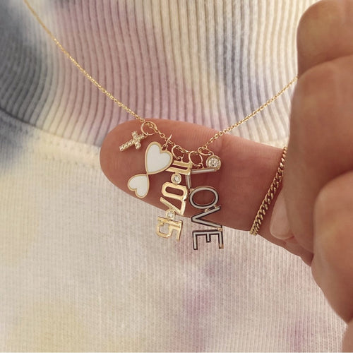 LOVE Enamel Letter Necklace Charm - Kelly Bello Design