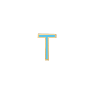 Mini Enamel Letter Charm - Aqua - Kelly Bello Design