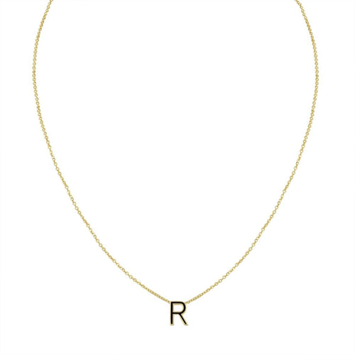 Mini Enamel Letter Necklace - Black - Kelly Bello Design
