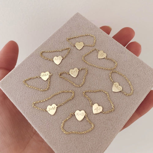 Mini Heart Chain Ring - Kelly Bello Design