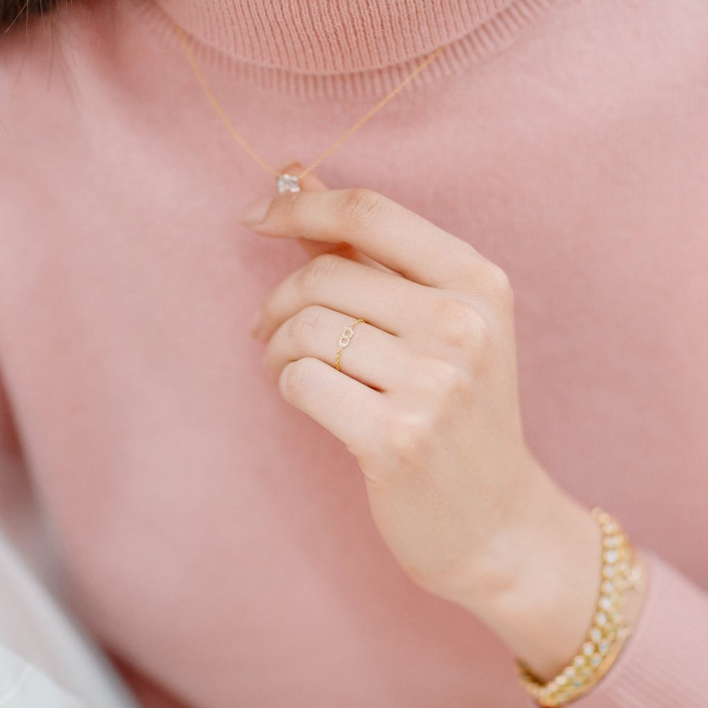 Mini Letter Chain Ring - Kelly Bello Design