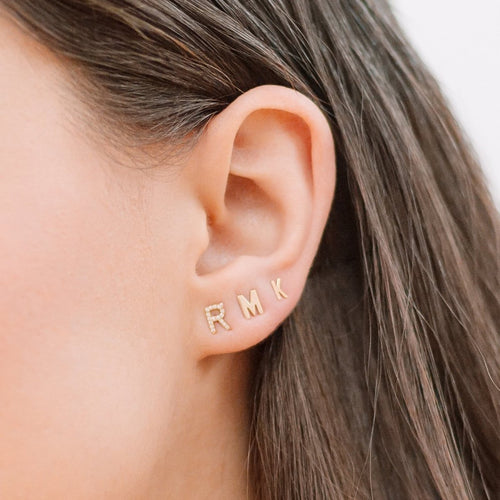 Mini Letter Stud Earrings - Kelly Bello Design