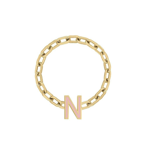 Mini Long Link Chain Ring with Enamel Letter - Kelly Bello Design