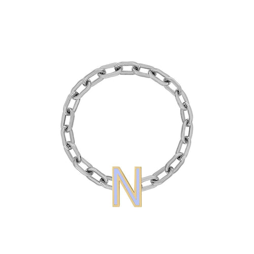 Mini Long Link Chain Ring with Enamel Letter - Kelly Bello Design