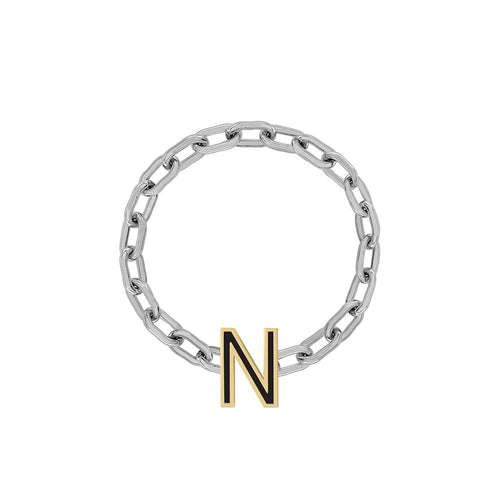 Mini Long Link Chain Ring with Enamel Letter - Kelly Bello Design