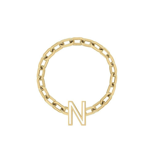 Mini Long Link Chain Ring with Enamel Letter - Kelly Bello Design