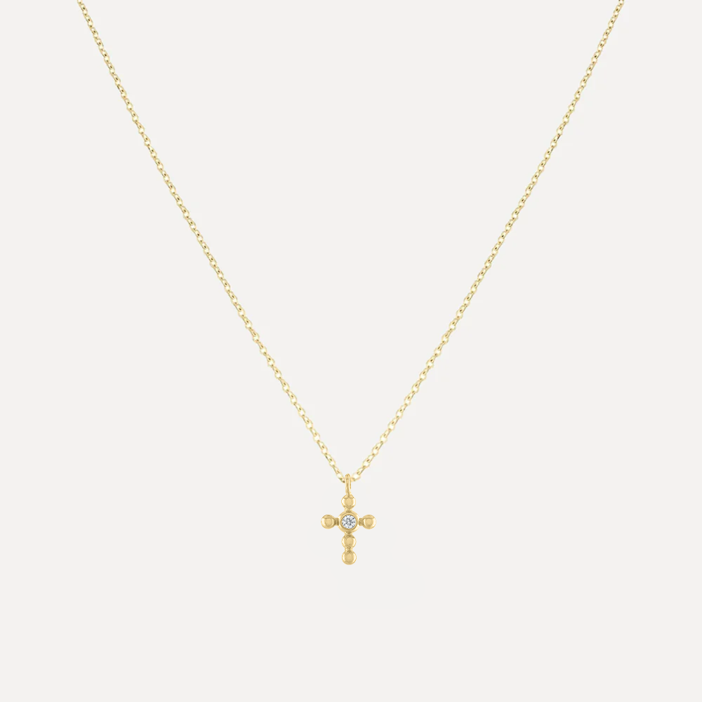 Diamond Accent Beaded Cross Necklace
