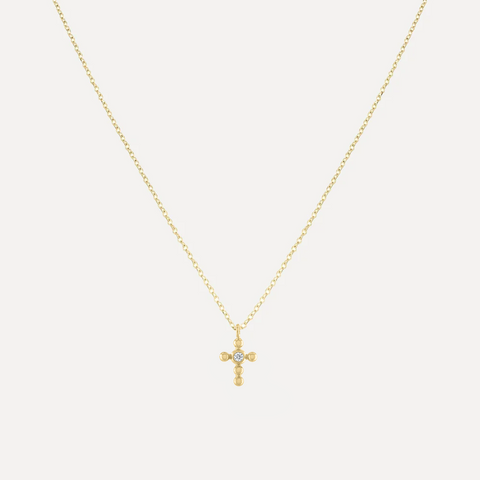 Diamond Accent Beaded Cross Necklace