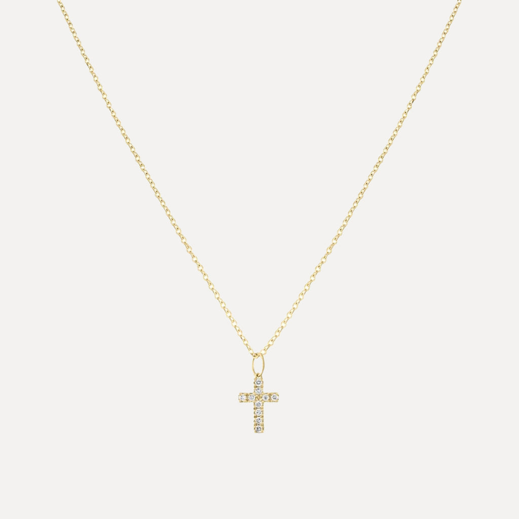 Mini Pave Cross Necklace