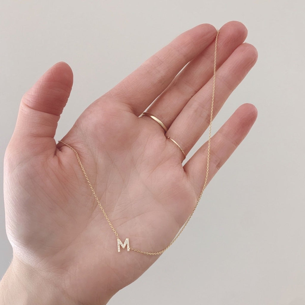 Mini Pavé Letter Necklace - Kelly Bello Design