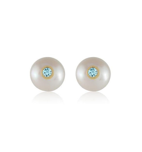 Pearl & Birthstone Studs - Kelly Bello Design