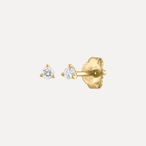 Mini Baguette & Round Diamond Stud Earrings